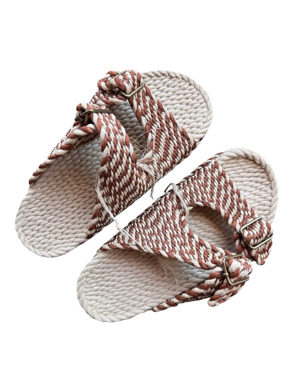 Nomadic State of Mind Double Buckle Rope Sandals Mohave Cafe Brown White Eu 37